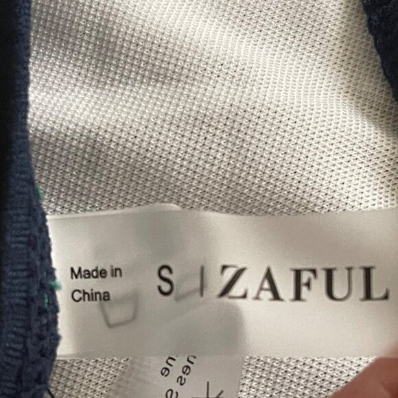 Zaful Women Navy Blue Ribbed Bikini Set Small Criss Cross Tie High Cut Swimsuit - Picture 7 of 10